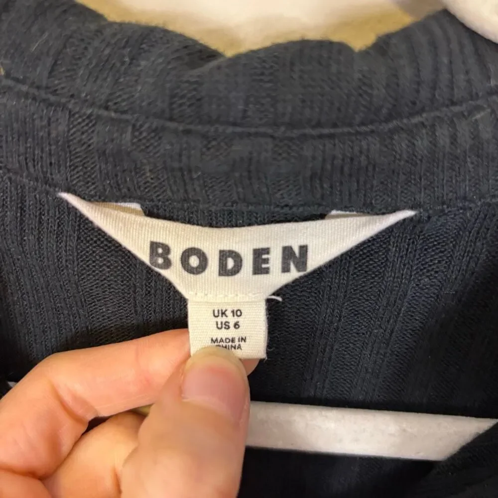 Boden Ribbed Collared Button‎ Front Long Sleeve Top US 6